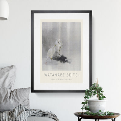 Egrets At The Waters Edge Print By Watanabe Seitei