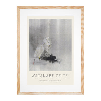 Egrets At The Waters Edge Print By Watanabe Seitei