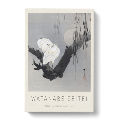 Egrets In A Tree At Night Print By Watanabe Seitei Canvas Print Main Image