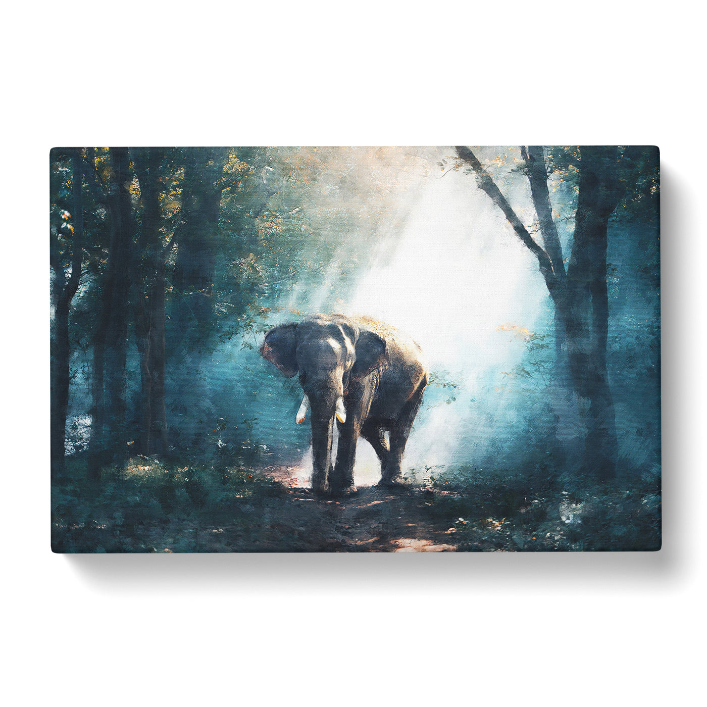 Elephant Roaming In A Green Forest Painting Canvas Print Main Image