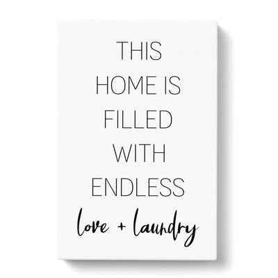 Endless Love And Laundry Typography Canvas Print Main Image