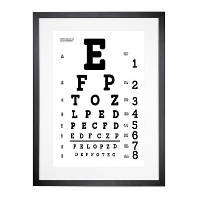 Eye Test Chart Typography Framed Print Main Image