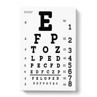 Eye Test Chart Typography Canvas Print Main Image