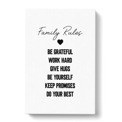 Family Rules Typography Canvas Print Main Image