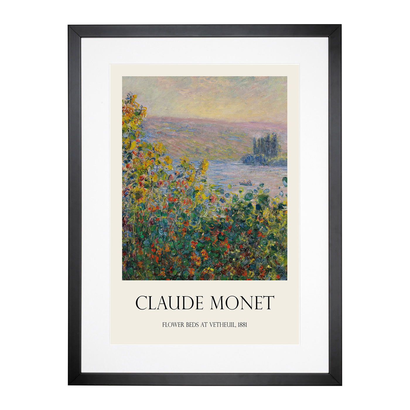 Flower Beds At Vetheuil Print By Claude Monet Framed Print Main Image