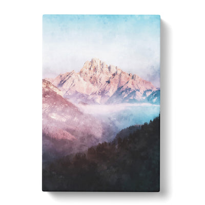Fog Over Misurina Mountain In Italy Painting Canvas Print Main Image