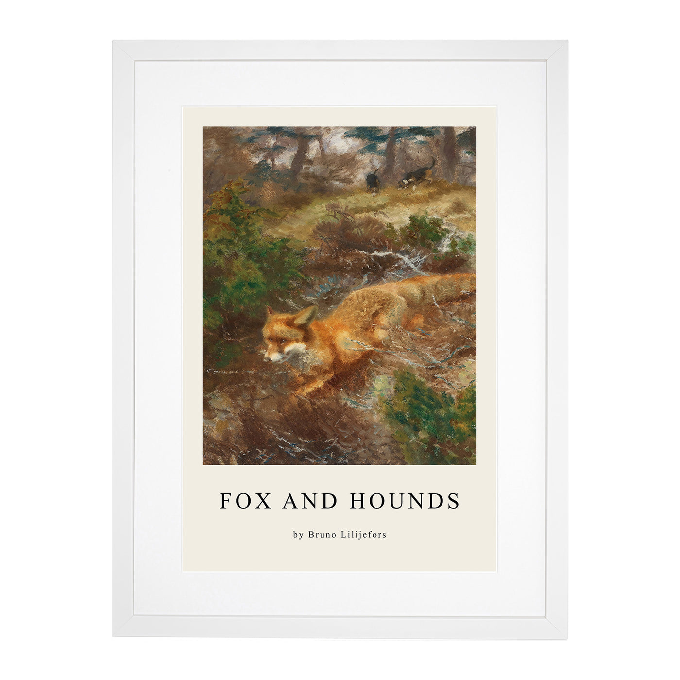 Fox And Hunting Dogs Vol.1 Print By Bruno Liljefors
