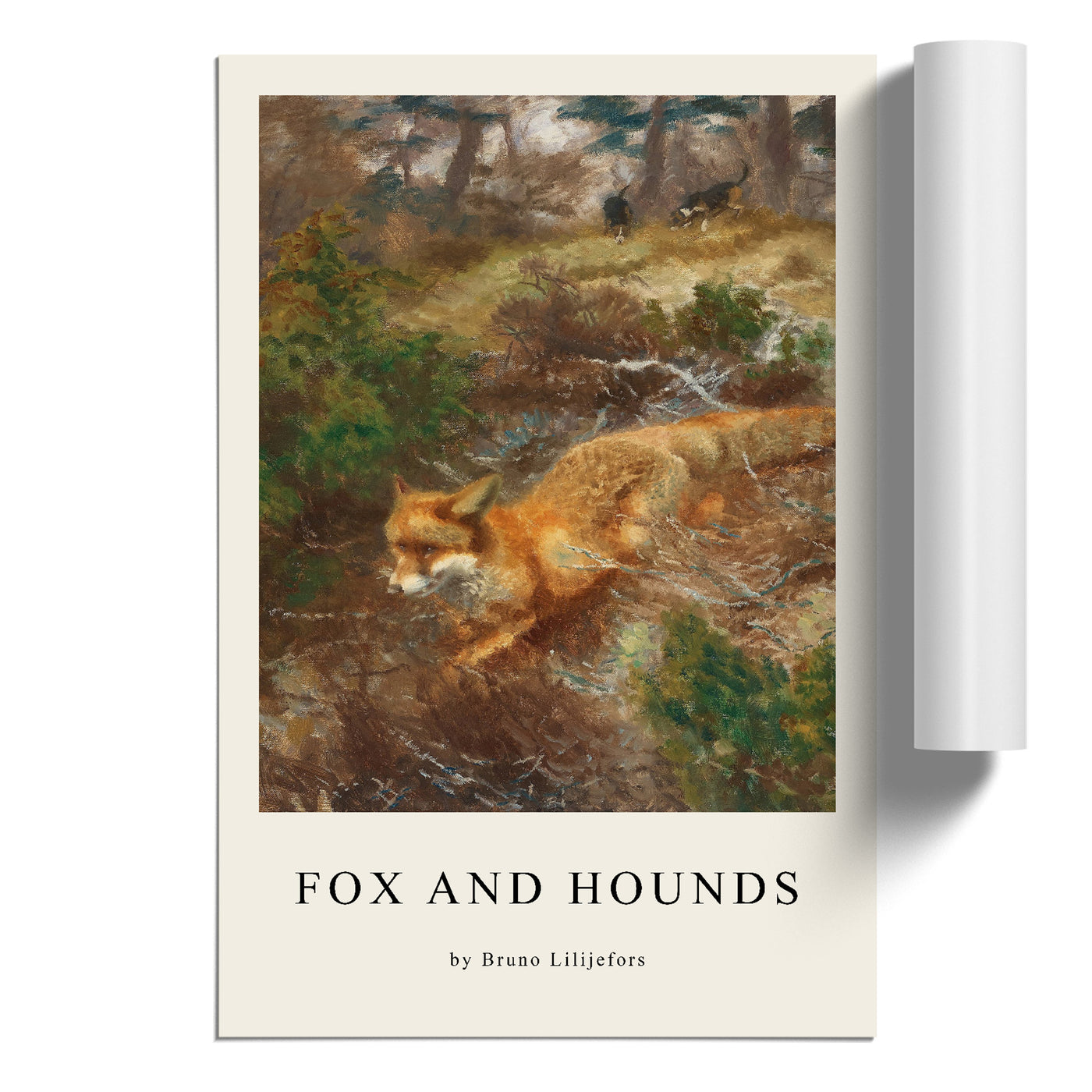 Fox And Hunting Dogs Vol.1 Print By Bruno Liljefors