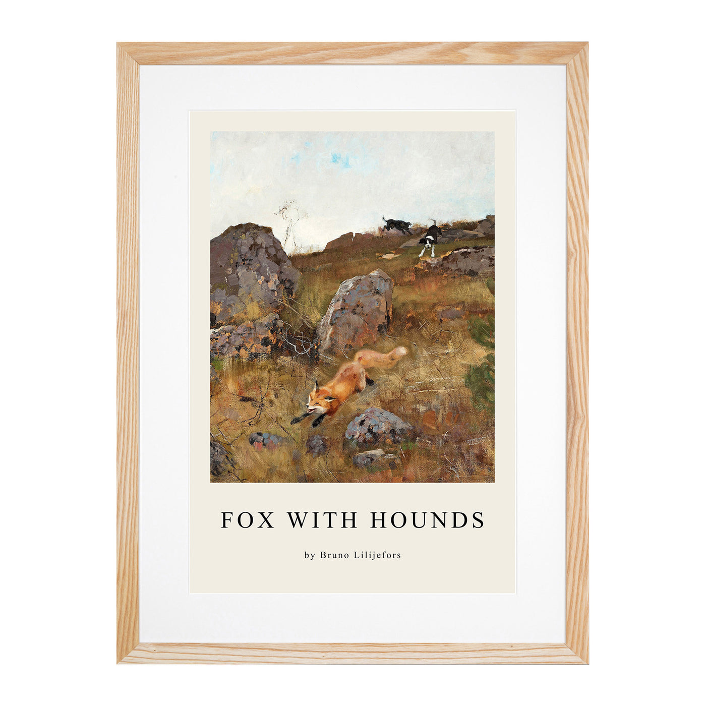 Fox And Hunting Dogs Vol.2 Print By Bruno Liljefors