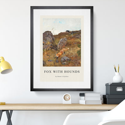 Fox And Hunting Dogs Vol.2 Print By Bruno Liljefors