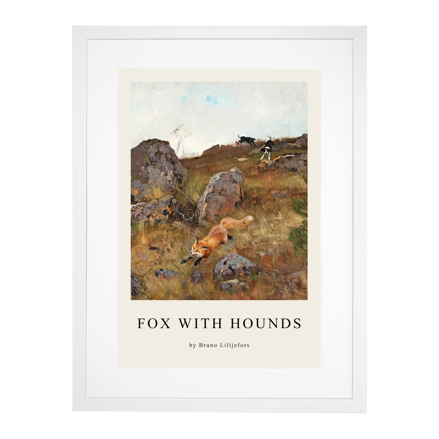 Fox And Hunting Dogs Vol.2 Print By Bruno Liljefors