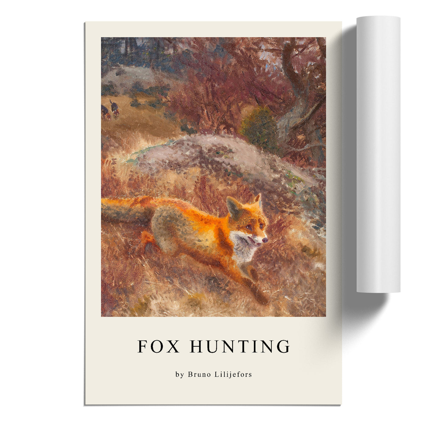 Fox And Hunting Dogs Vol.3 Print By Bruno Liljefors