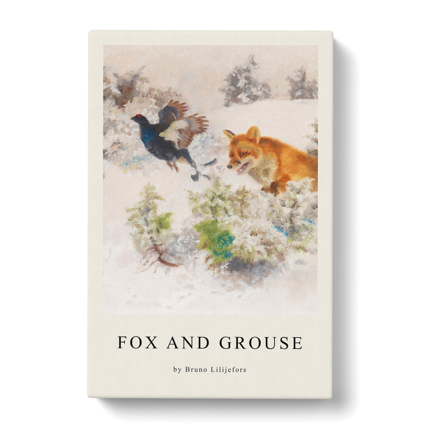 Fox Chasing Bird Print By Bruno Liljefors Canvas Print Main Image