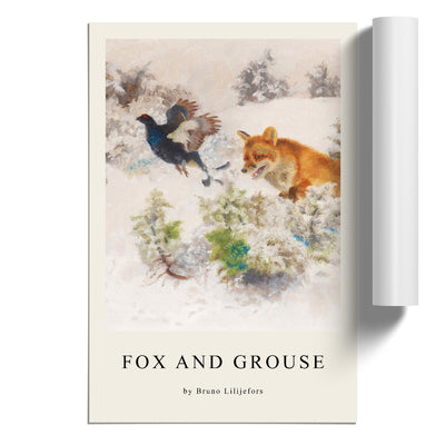 Fox Chasing Bird Print By Bruno Liljefors