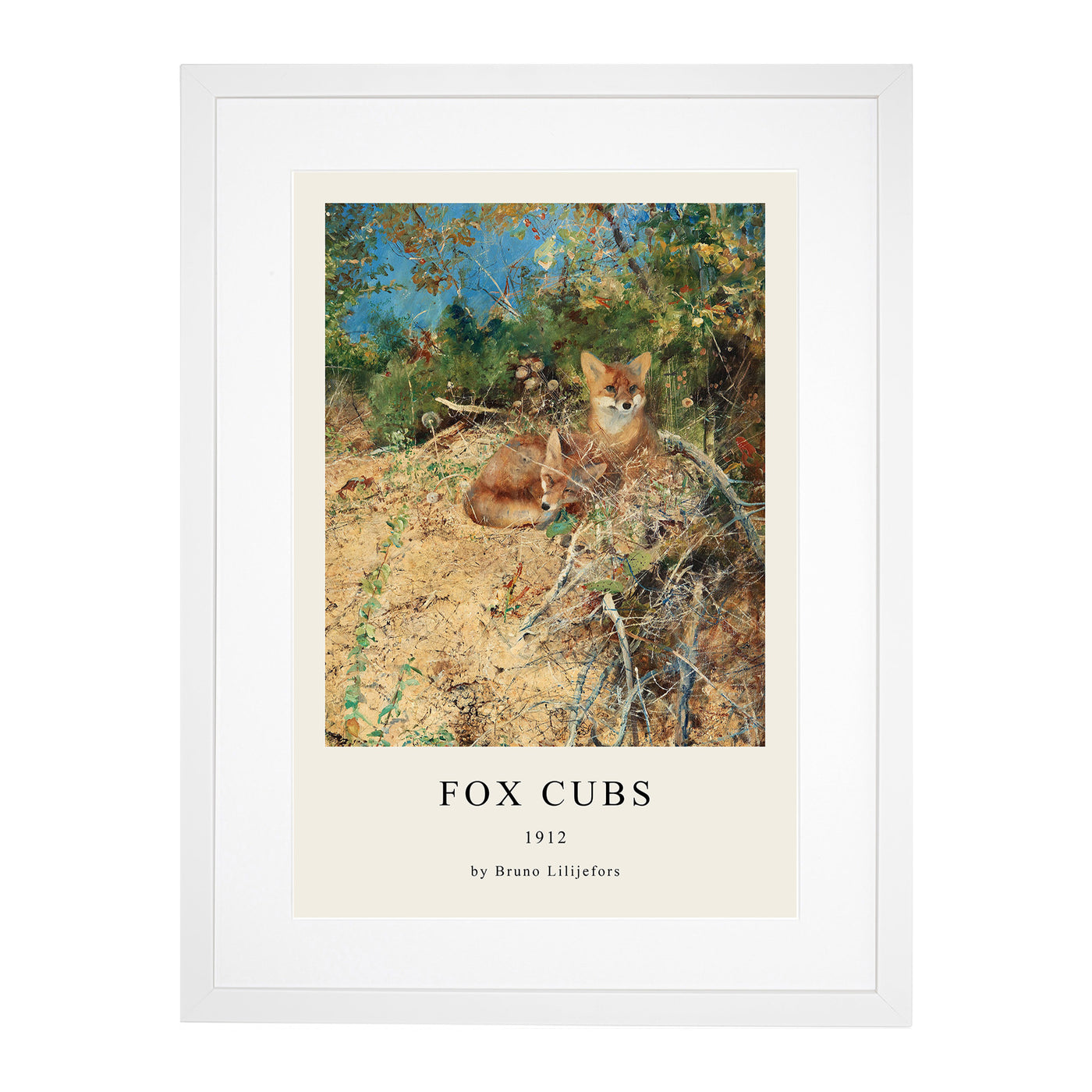 Fox Cubs Print By Bruno Liljefors