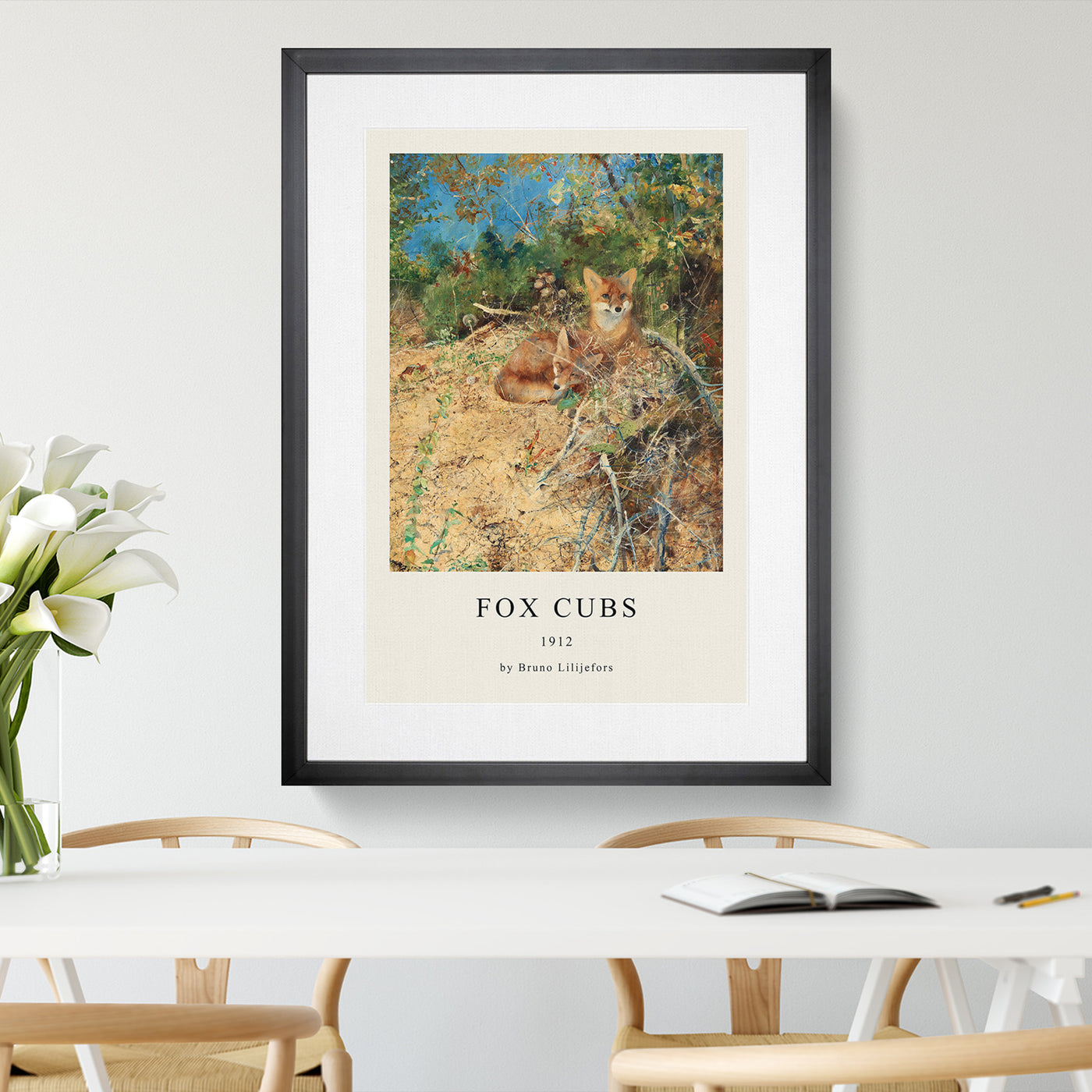 Fox Cubs Print By Bruno Liljefors