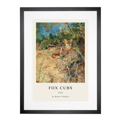 Fox Cubs Print By Bruno Liljefors Framed Print Main Image