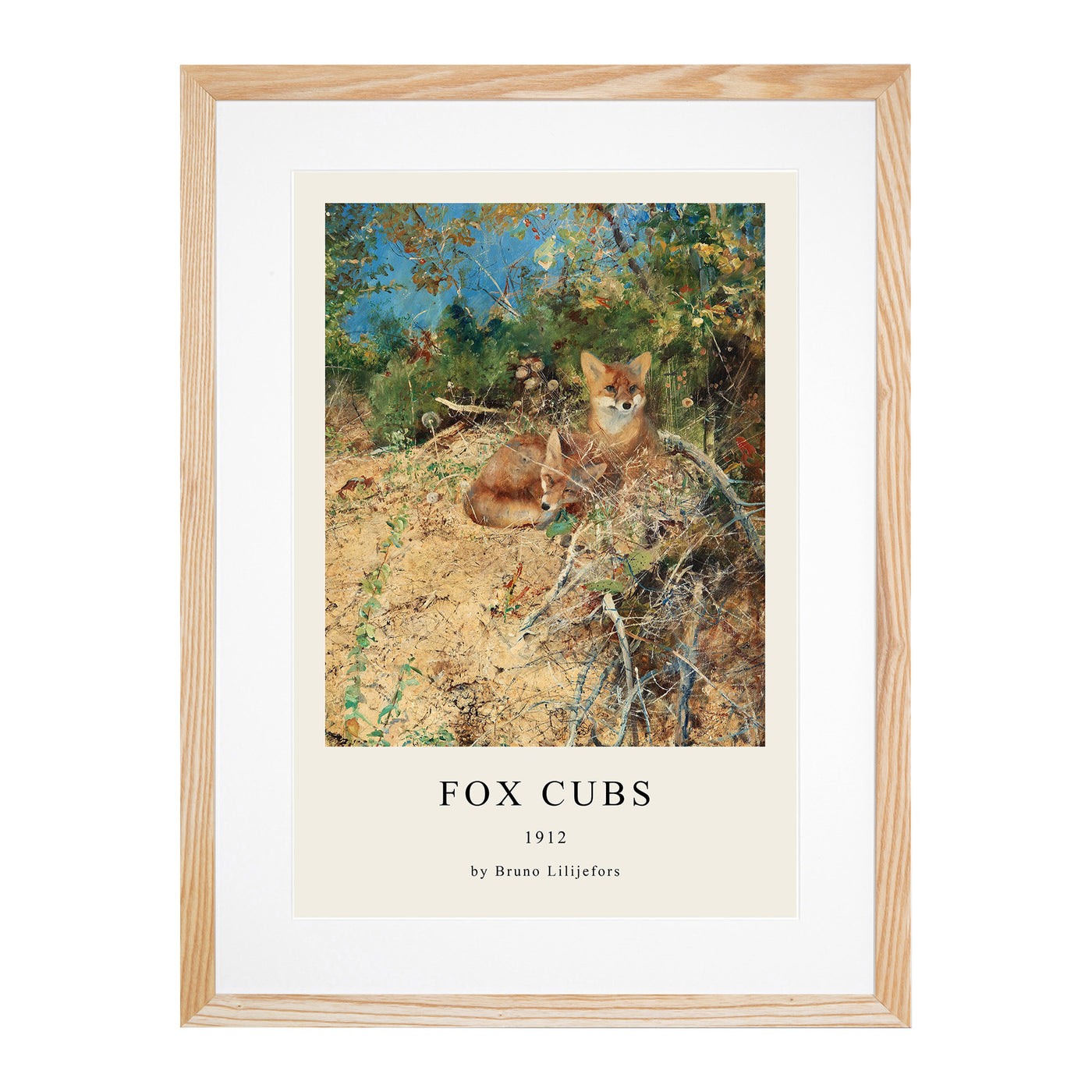 Fox Cubs Print By Bruno Liljefors