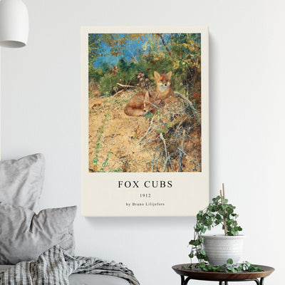 Fox Cubs Print By Bruno Liljefors