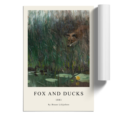 Fox Stalking Ducks Print By Bruno Liljefors