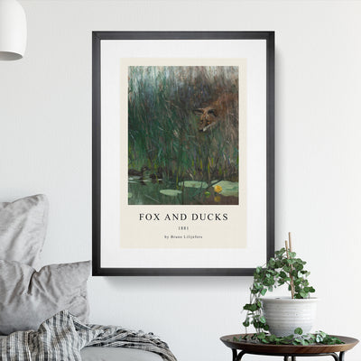 Fox Stalking Ducks Print By Bruno Liljefors