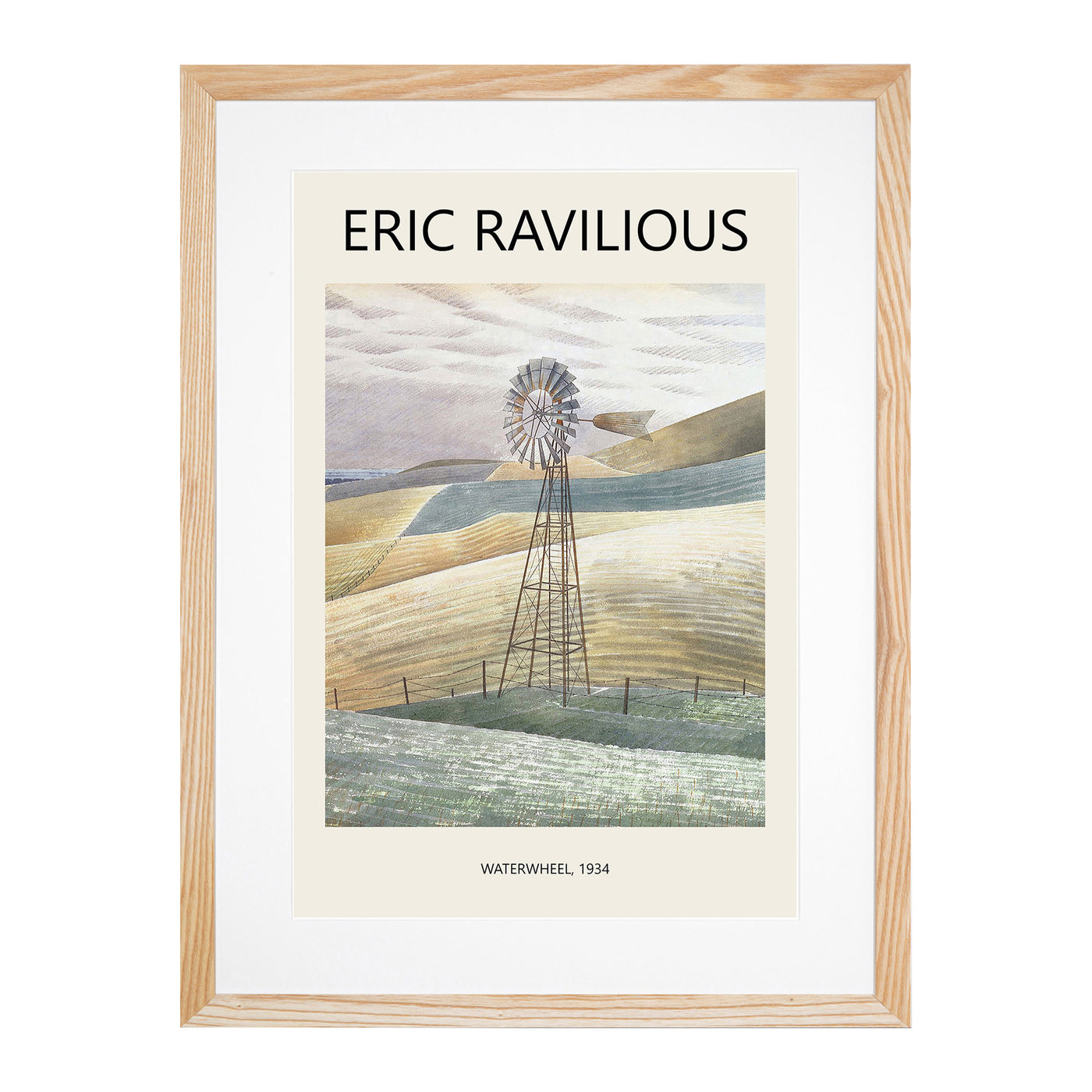 Furlongs Waterwheel Print By Eric Ravilious