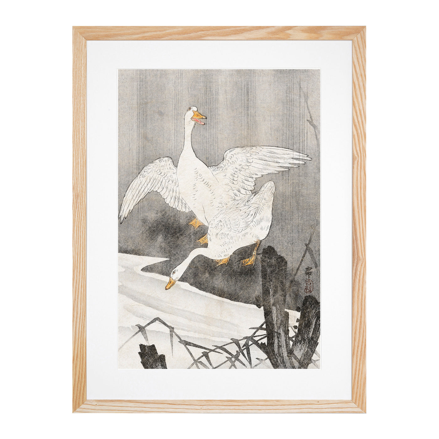 Geese At The River By Ohara Koson
