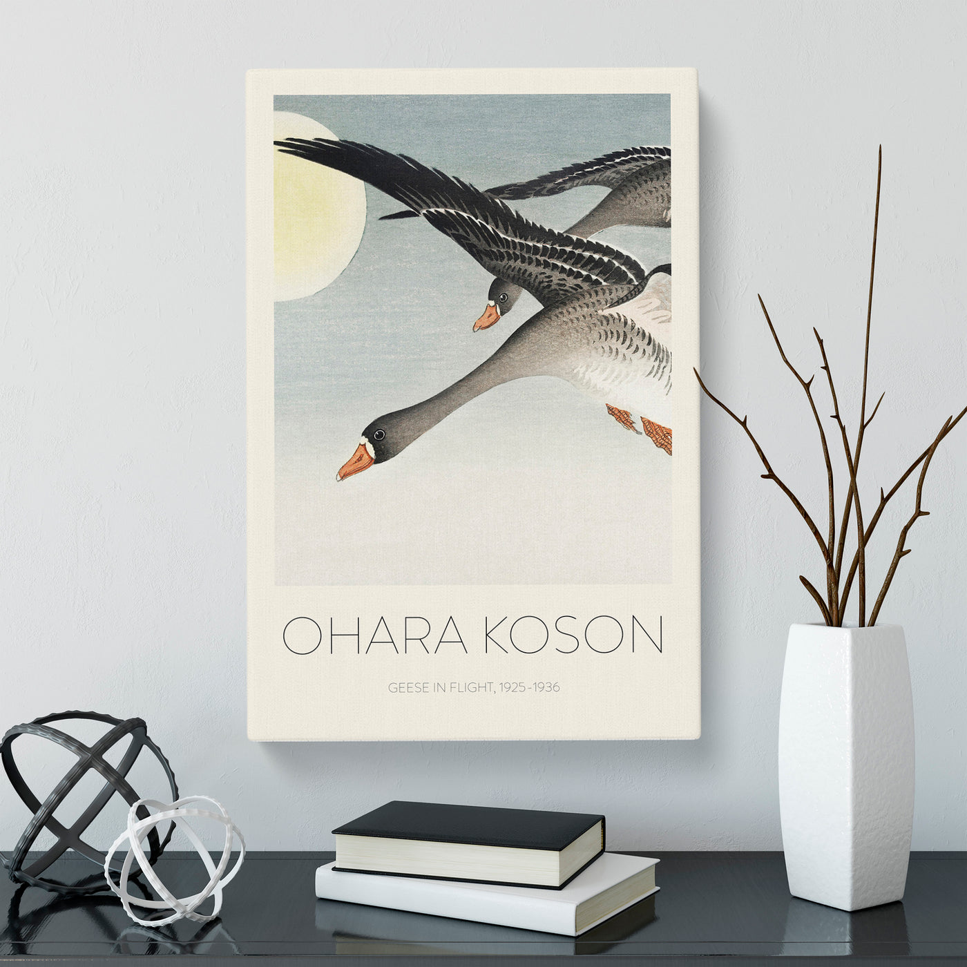Geese In Flight Print By Ohara Koson