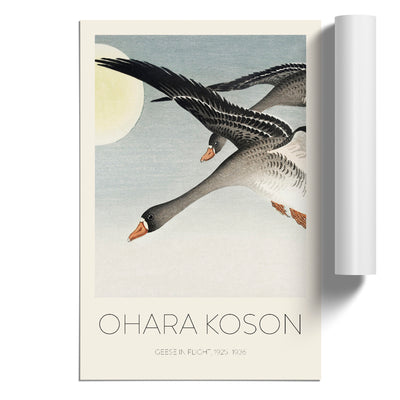 Geese In Flight Print By Ohara Koson