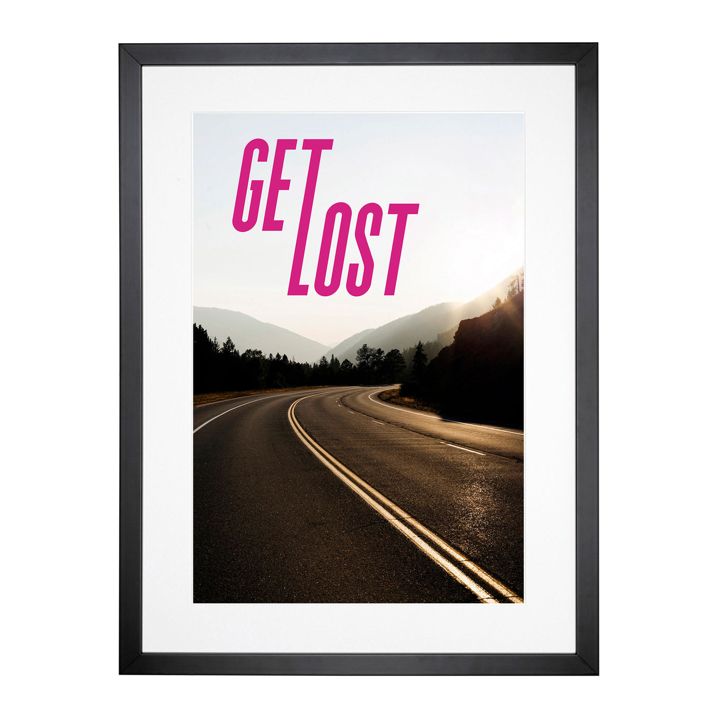 Get Lost Typography Framed Print Main Image