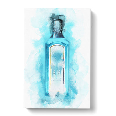 Gin Bottle Blue Canvas Print Main Image