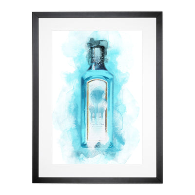 Gin Bottle Blue Framed Print Main Image