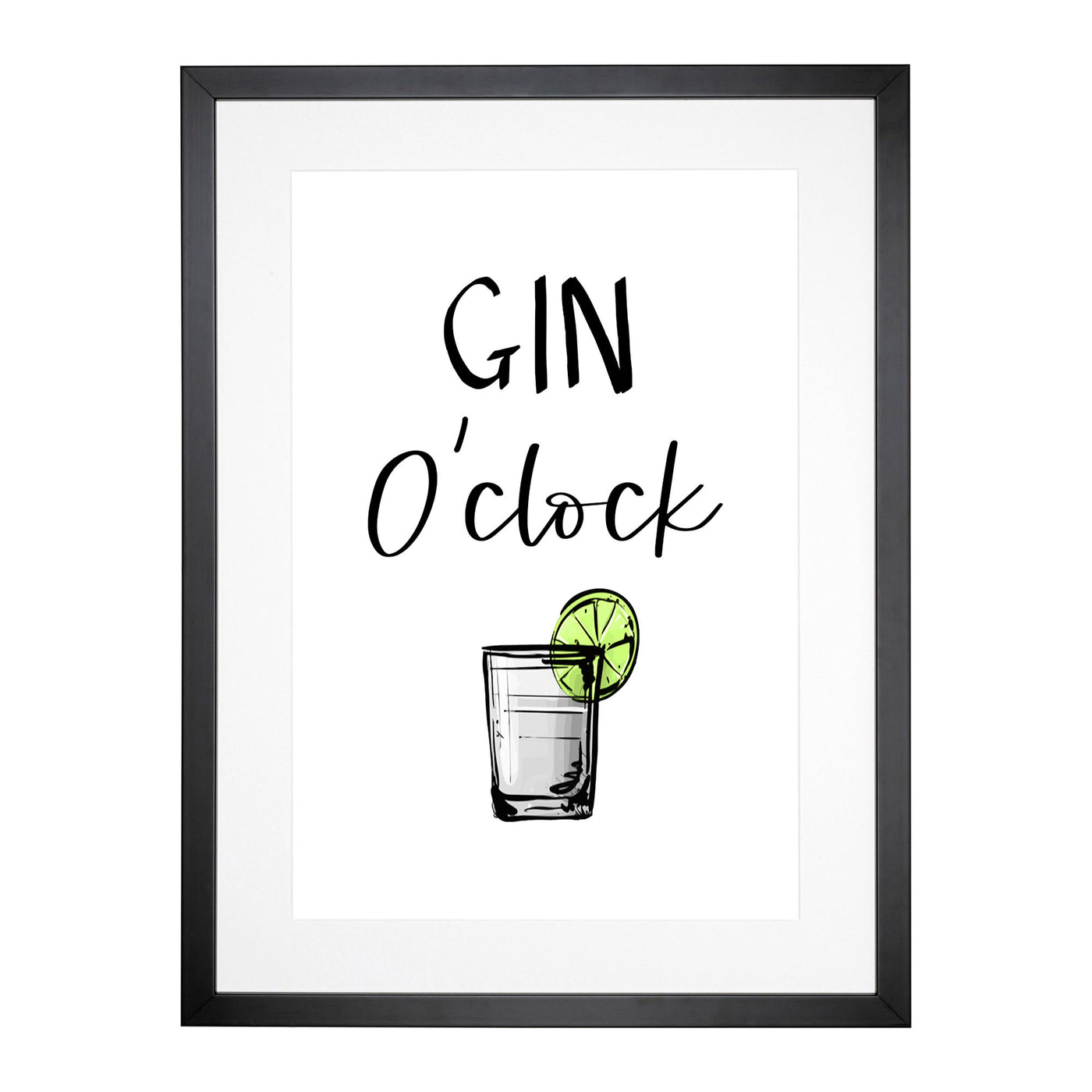 Gin O'Clock Typography Framed Print Main Image