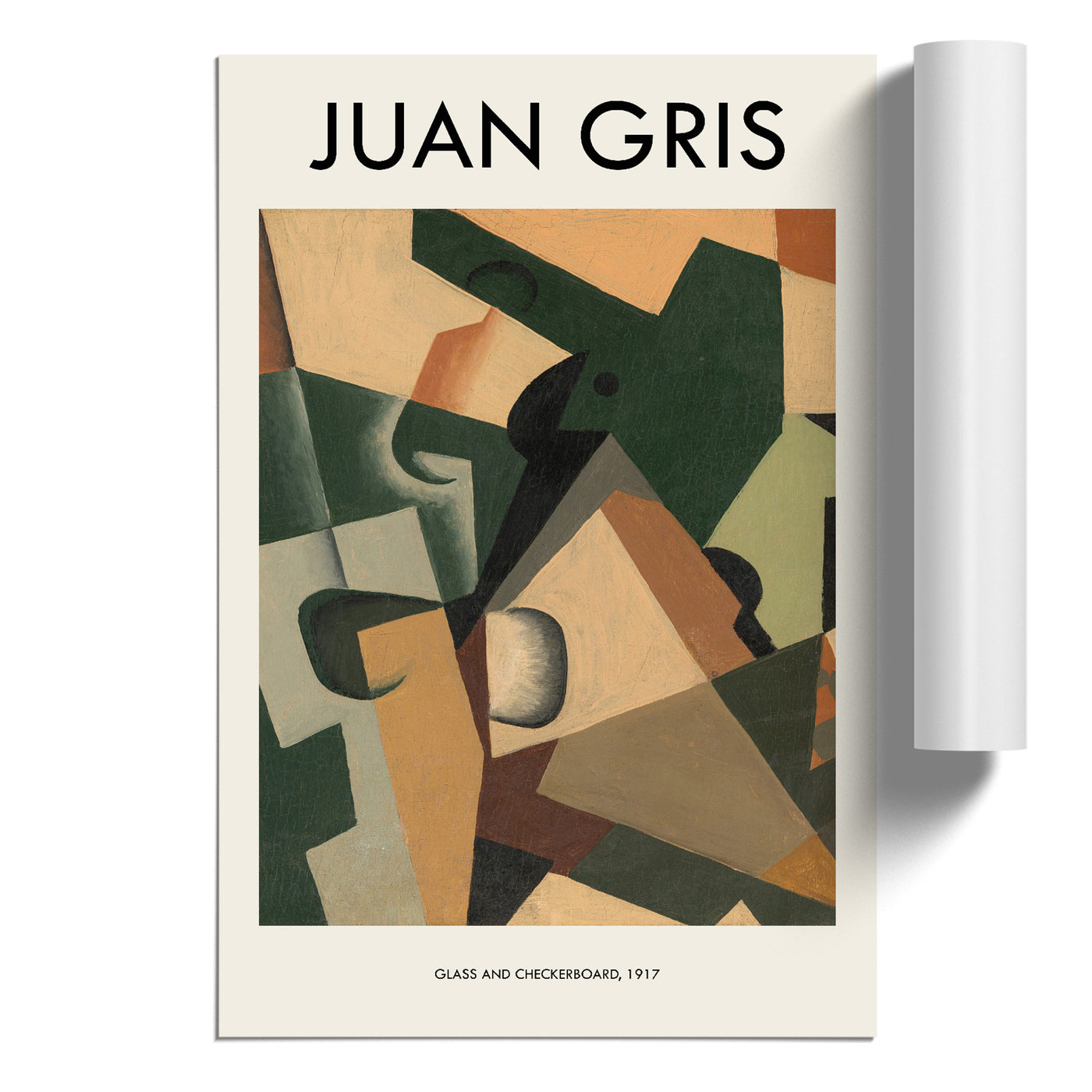 Glass And Checkerboard Print By Juan Gris