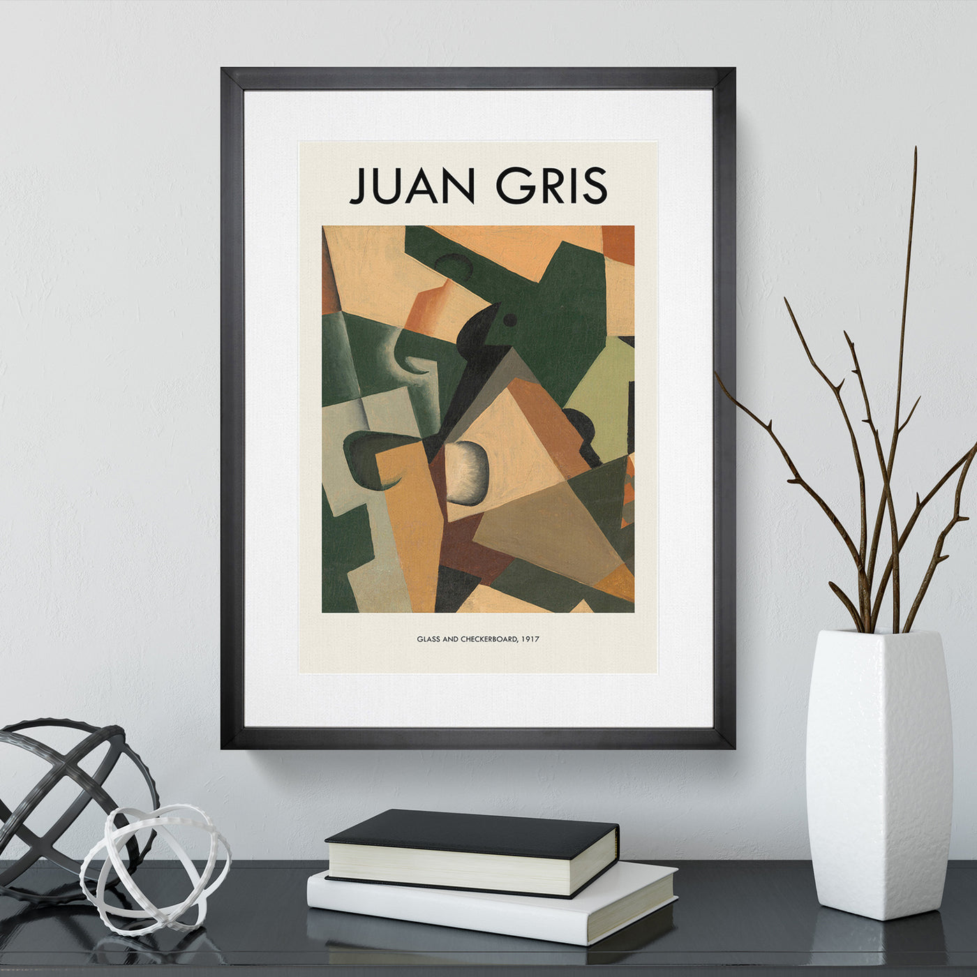 Glass And Checkerboard Print By Juan Gris