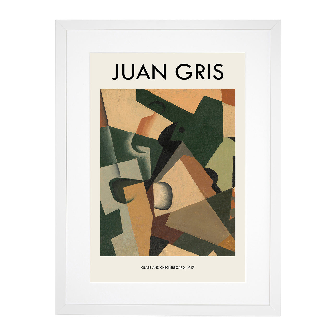 Glass And Checkerboard Print By Juan Gris