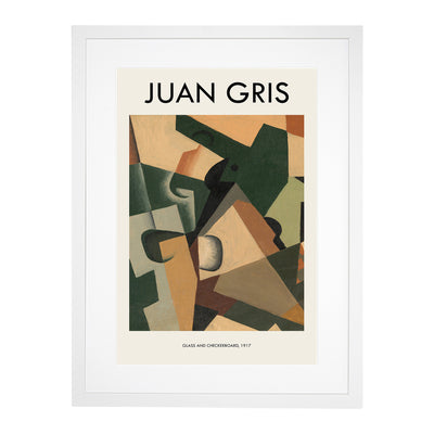 Glass And Checkerboard Print By Juan Gris