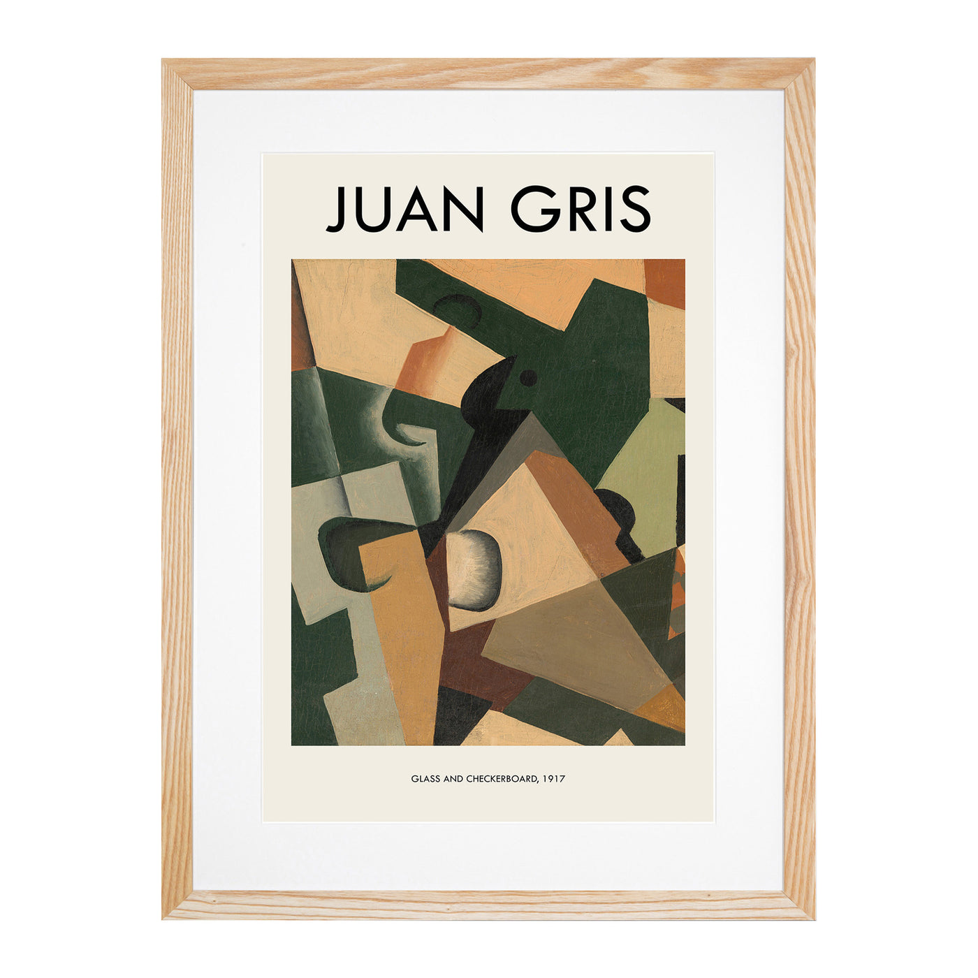 Glass And Checkerboard Print By Juan Gris