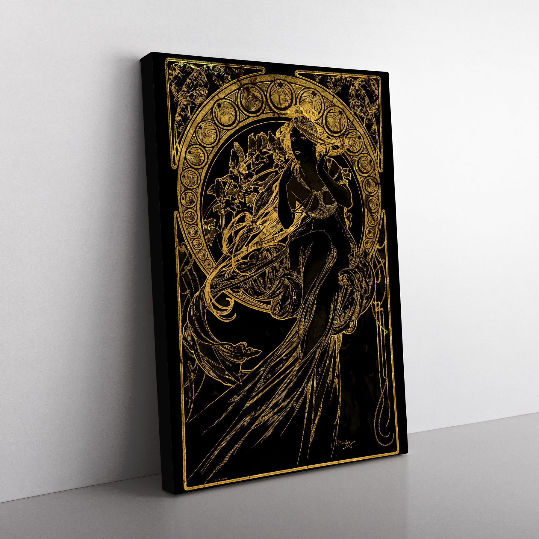 Golden Lady By Alphonse Mucha Canvas Print