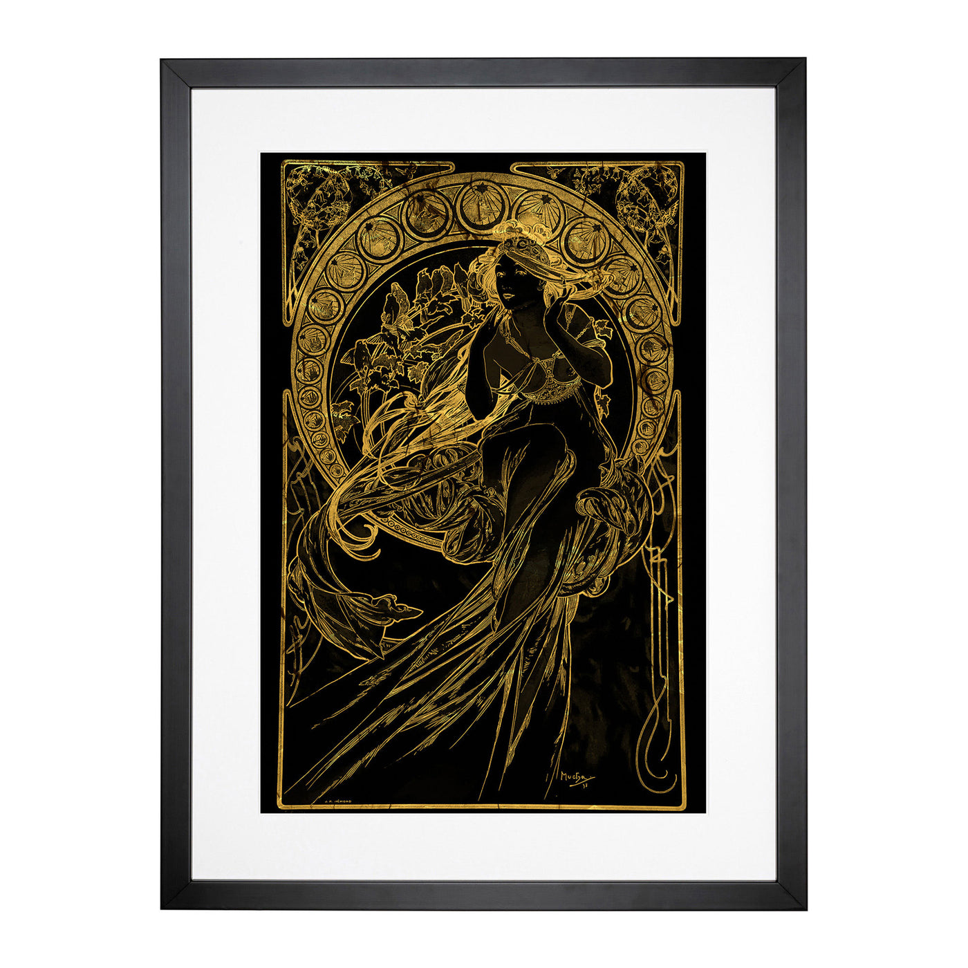 Golden Lady By Alphonse Mucha Framed Print Main Image