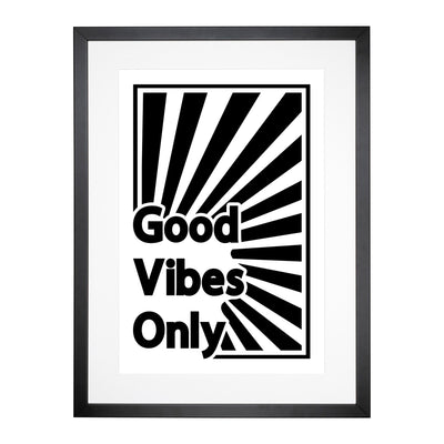 Good Vibes Only Black Rainbow Typography Framed Print Main Image