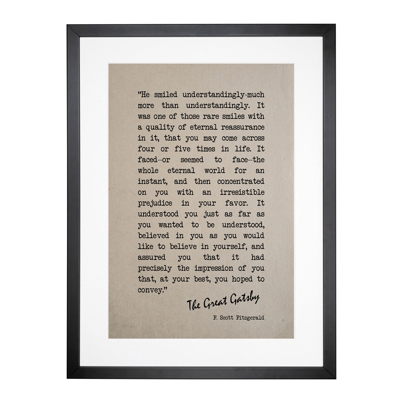 Great Gatsby Quote F. Scott Fitzgerald Typography Framed Print Main Image