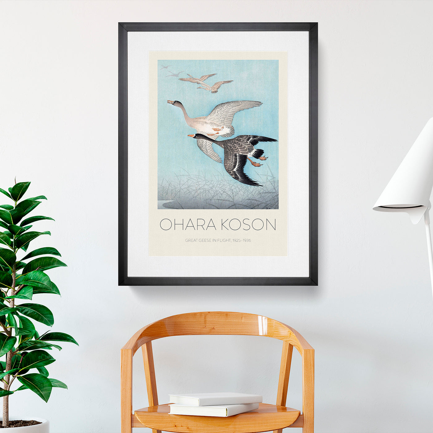 Great Geese In Flight Print By Ohara Koson