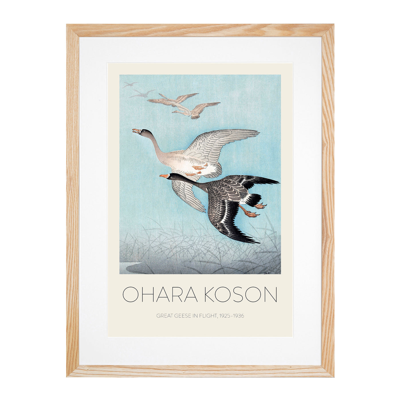 Great Geese In Flight Print By Ohara Koson