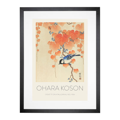 Great Tit On A Paulownia Branch Print By Ohara Koson Framed Print Main Image