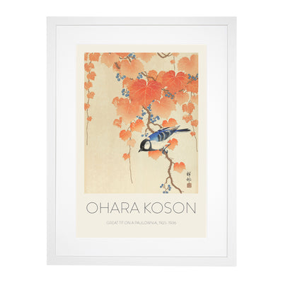 Great Tit On A Paulownia Branch Print By Ohara Koson