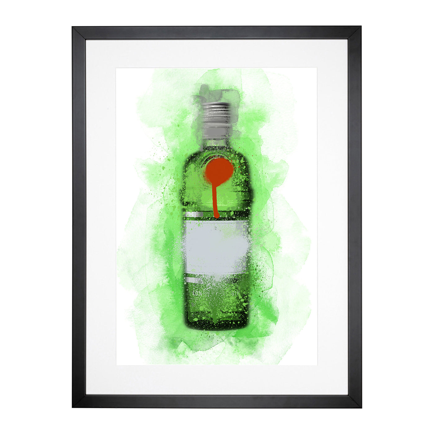 Green Gin Bottle Framed Print Main Image