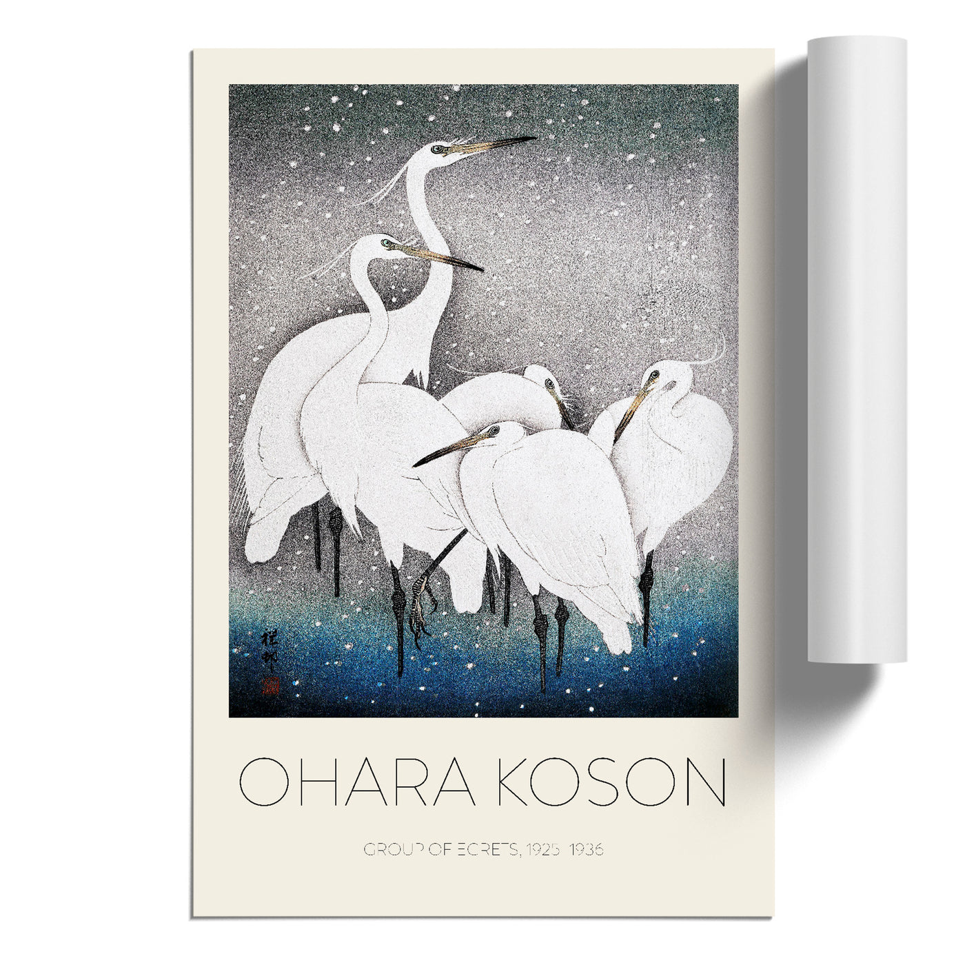 Group Of Egrets Print By Ohara Koson