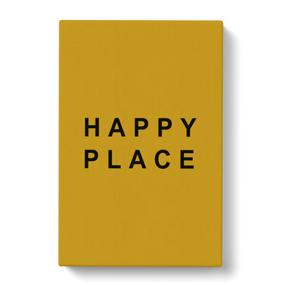 Happy Place Mustard Typography Canvas Print Main Image