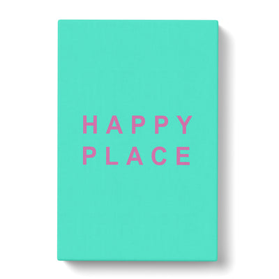 Happy Place Teal Typography Canvas Print Main Image